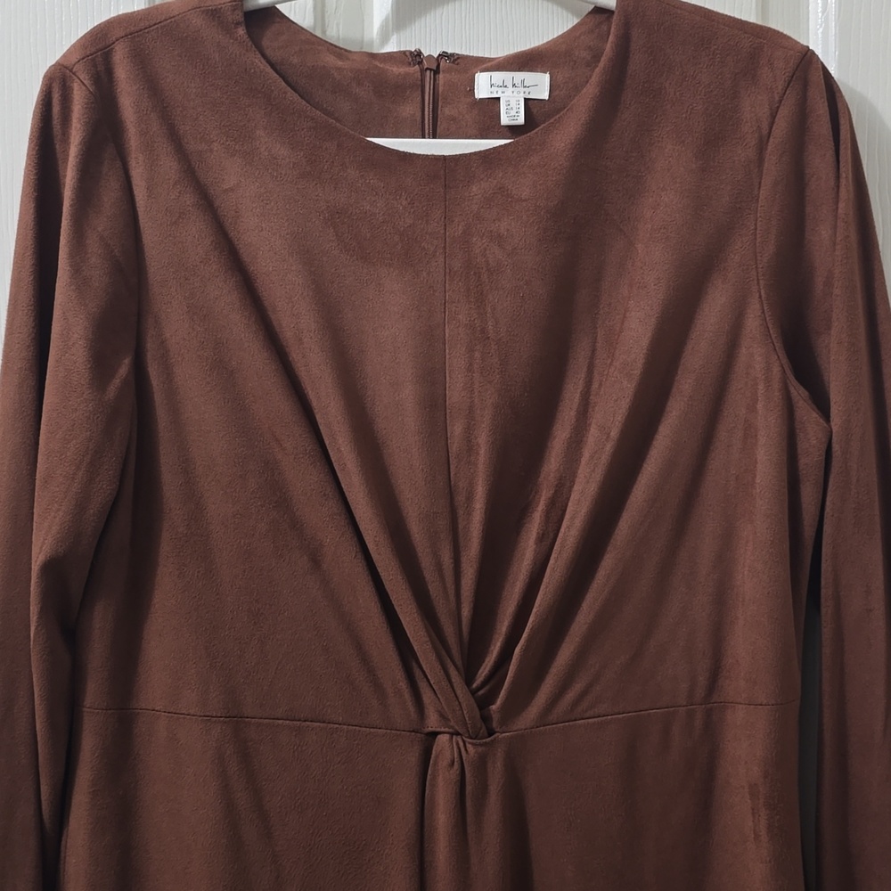 NICOLE MILLER BRAND WOMEN'S LONG SLEEVES BROWN DRESS SIZE 10